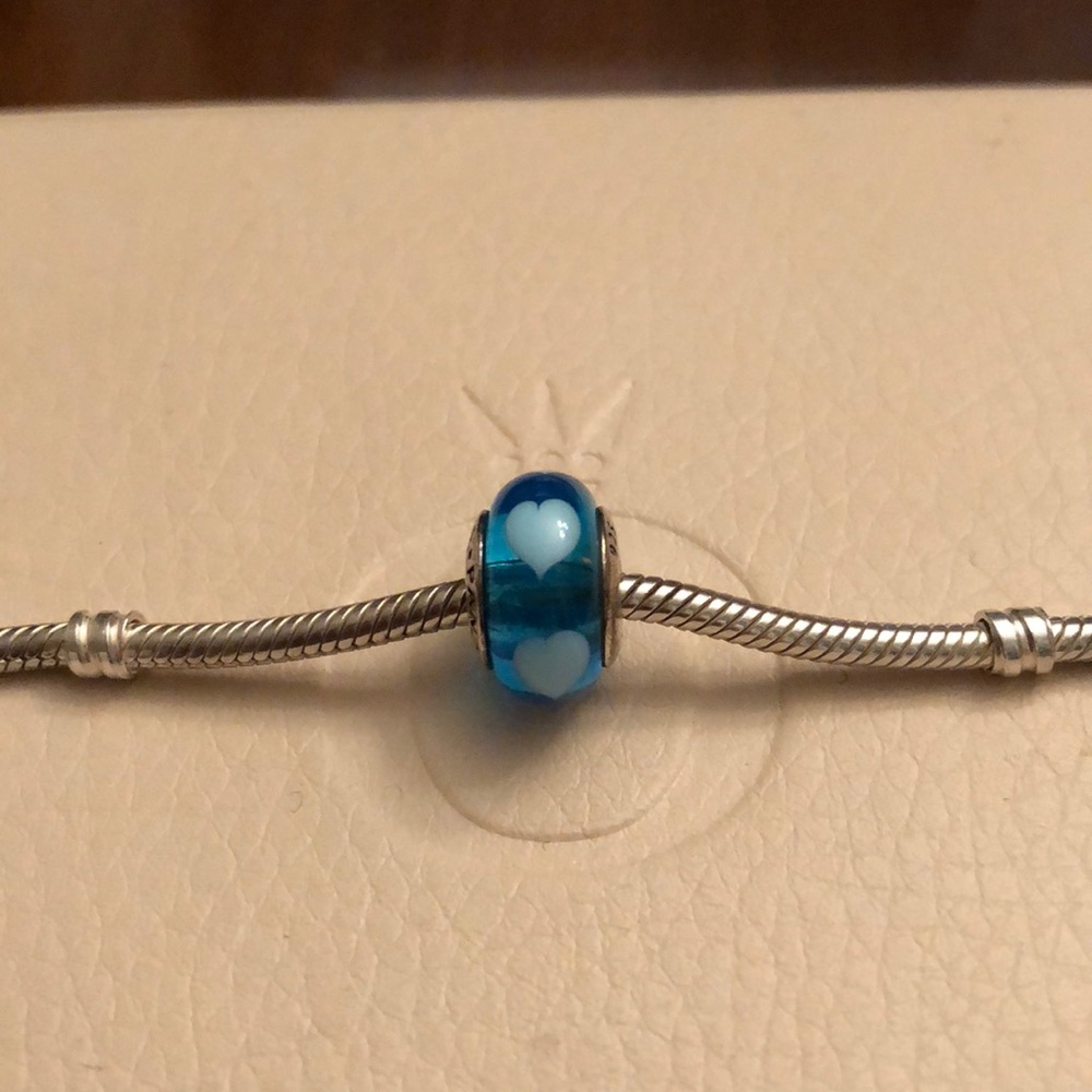 **RETIRED** Auth Pandora Aqua Heart Glass Bead